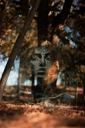 A private commission portrait in fractured glass